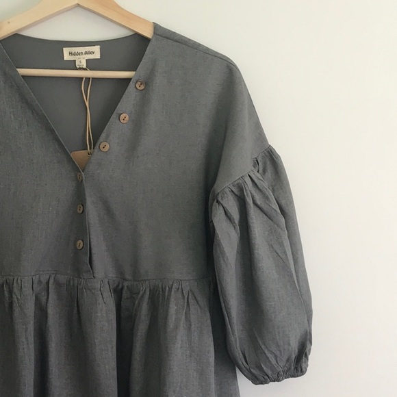 Gray Button-Down Midi Dress - Picture 7 of 8